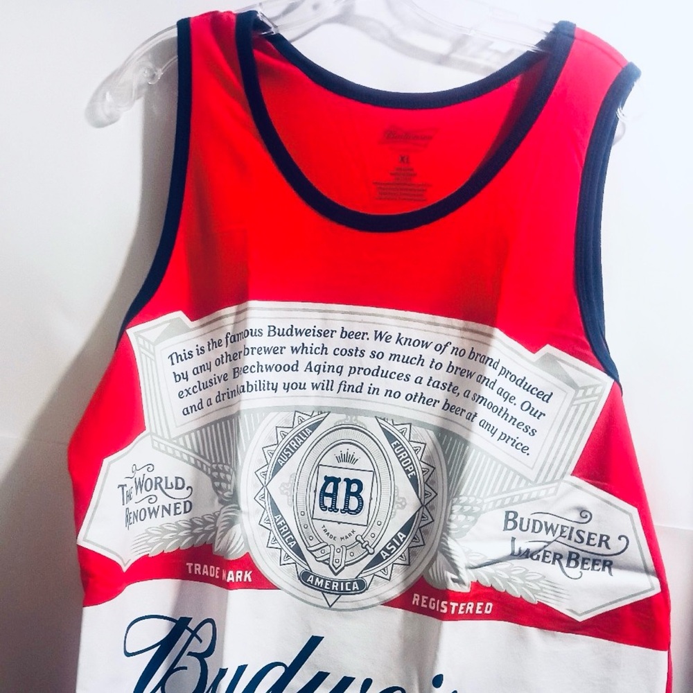 Classic Red Budweiser Mens Sleeveless Shirt, Size X-Large, NWOT